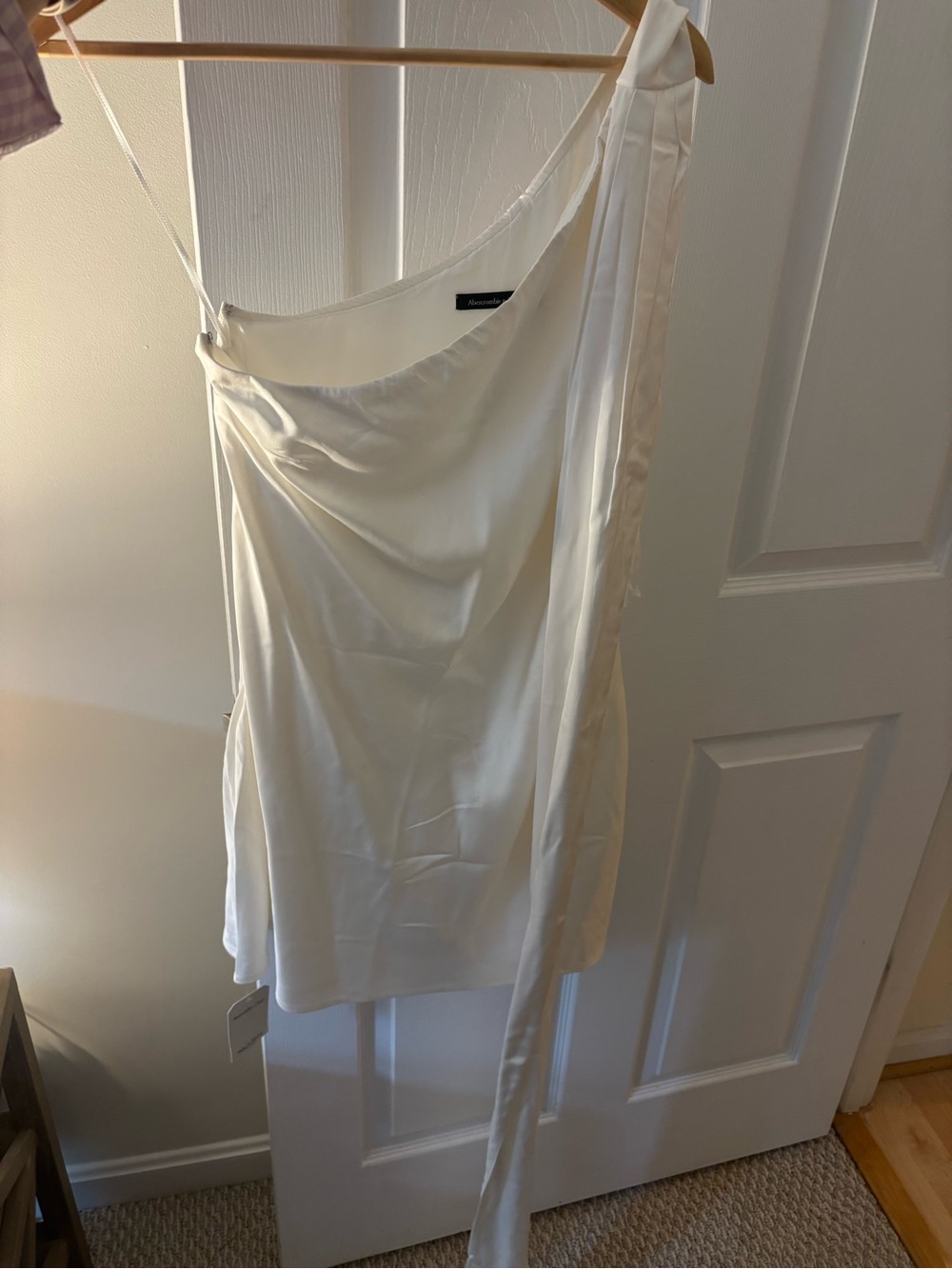 Abercrombie & Fitch One-Shoulder White Satin Mini Dress